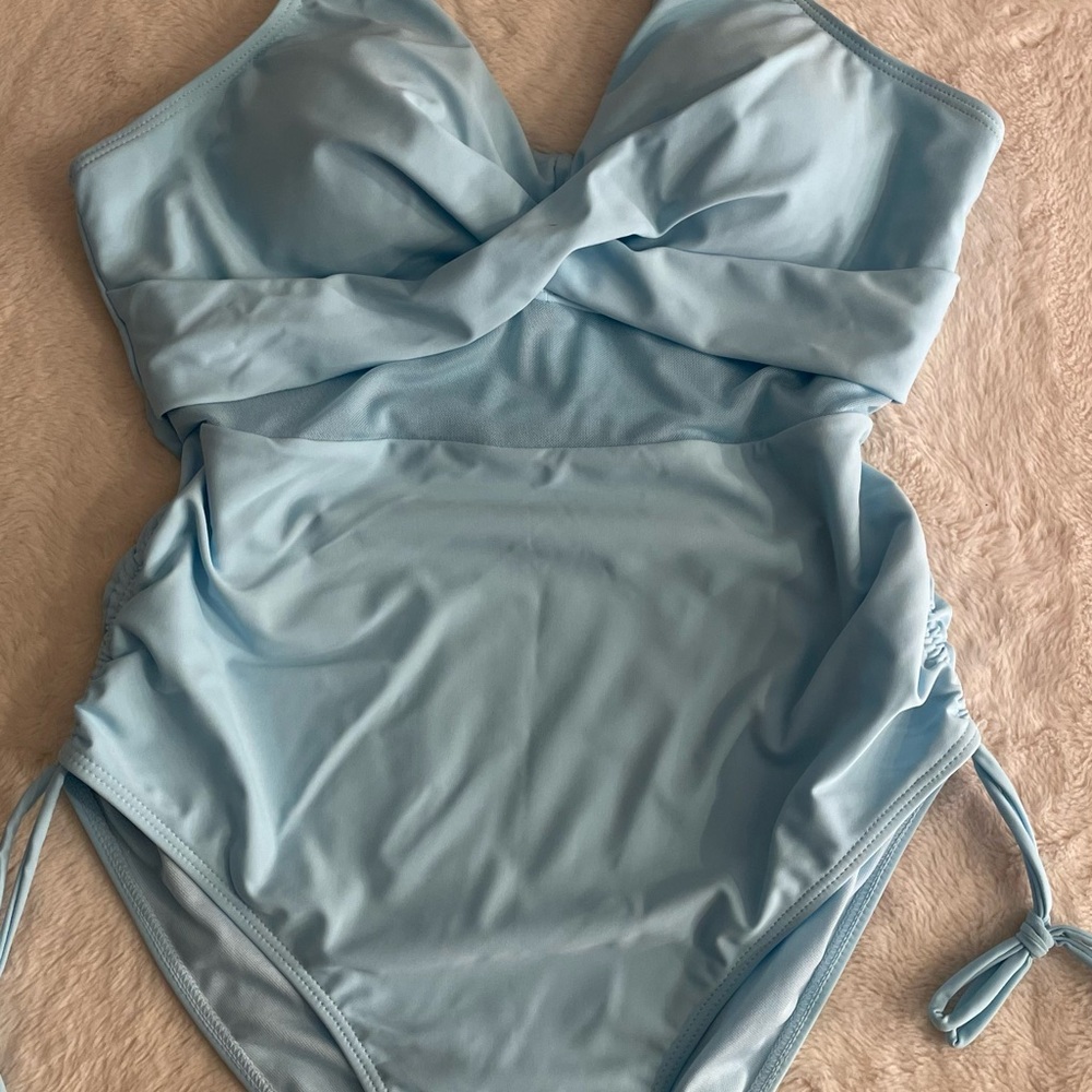 Blue Bikini with Elegant Twist Detail